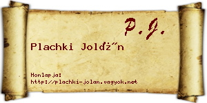 Plachki Jolán névjegykártya